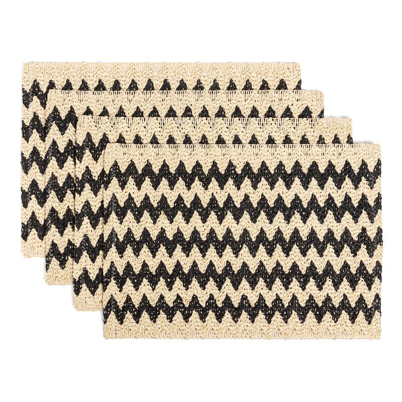 Over&back Woven Fiber Placemats - Set of 4 - Black