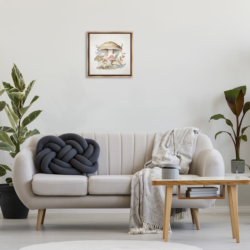 Stupell Neutral Cottage Mushrooms Framed Floater Canvas Wall Art Design By Mollie B.