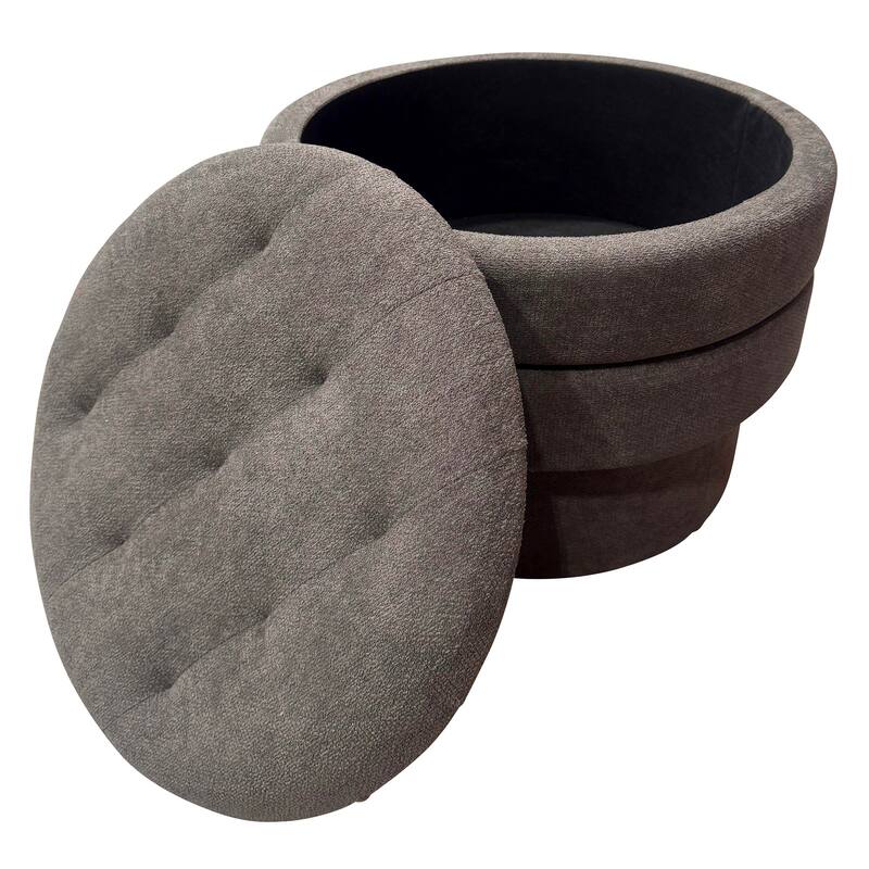 Modern Fabric Round Storage Ottoman