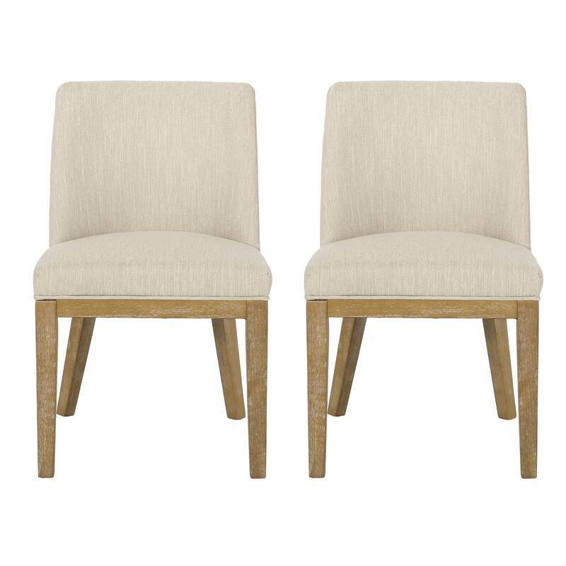 Armless Dining Chairs Set of 2 Modern Curved Back Kitchen Chairs with Wood Legs, Upholstered Dining Room Chairs Reception Chairs