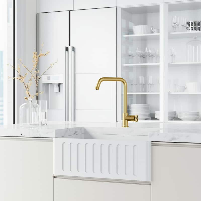 VIGO Cass Industrial 14" H Single Handle Kitchen Bar Faucet