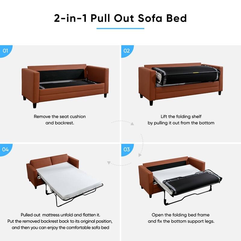 Mixoy 2-in-1 Pull Out Sofa Bed with Mattress,Modern Convertible Sleeper Sofa Futon Couches