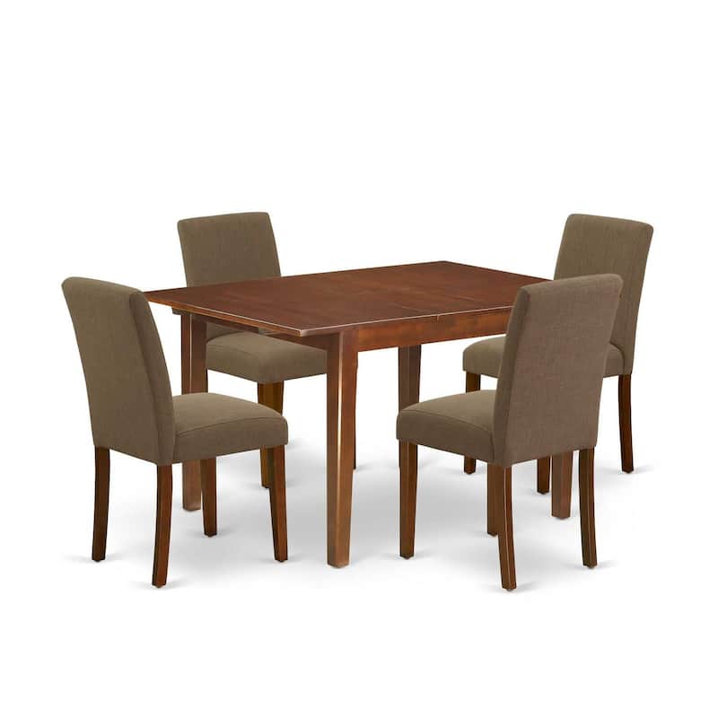 Modern Dinette Set - 5 Piece Rectangle Table & 4 Chairs - 42/53.5" Table with Leaf - Stylish Dining