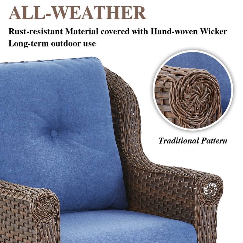 2 Piece Outdoor Swivel Chairs with Cushion
