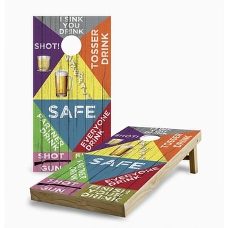 Drinking Corn Hole Board Set w Case & Lights