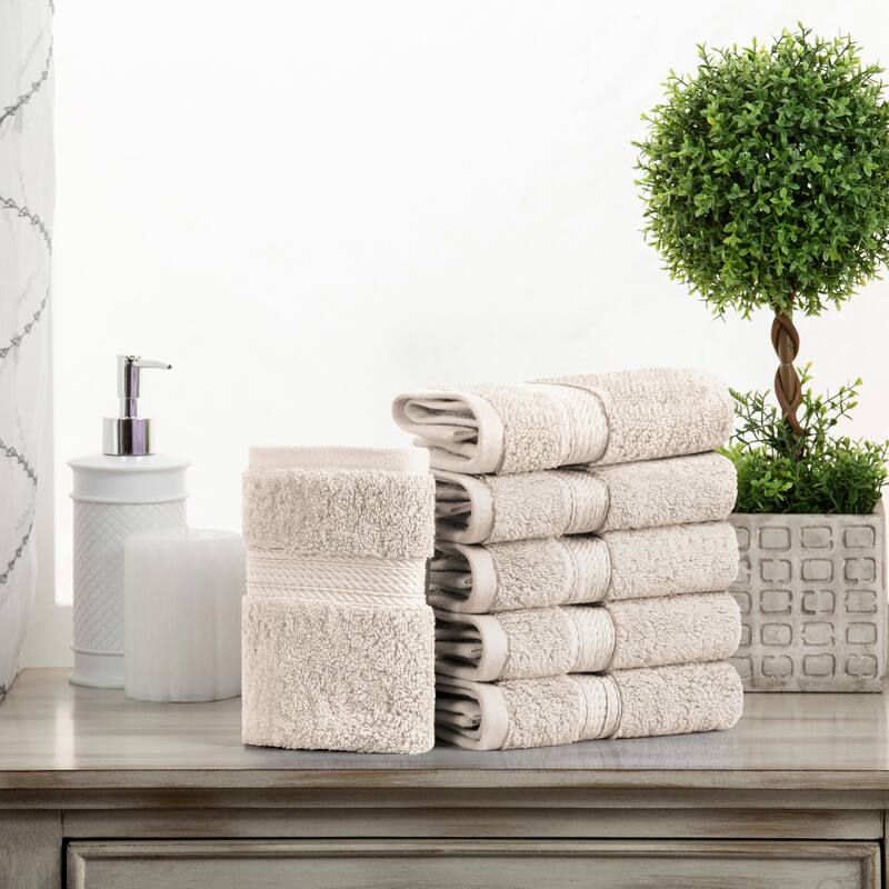 Superior Marche Egyptian Cotton 6 Piece Face Towel Set - Stone