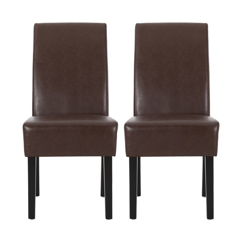 Modern Set of 2 Dining Chairs with Backrest Upholstered Seat, Rubberwood Legs for Dining Room Living Room and Bedroom