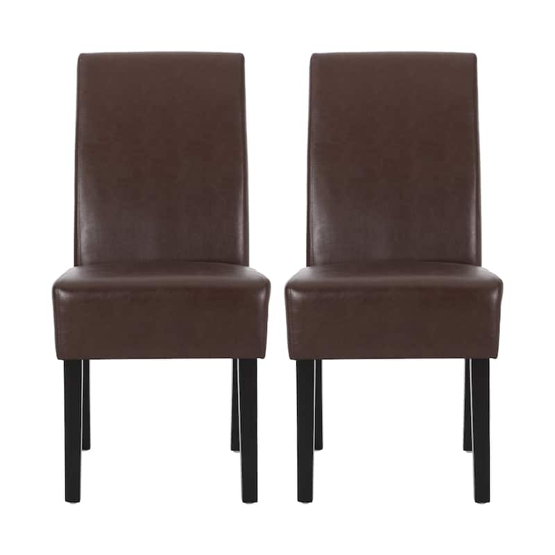 Set of 2 Faux Leather Upholstered Dining Chairs with Wood Legs