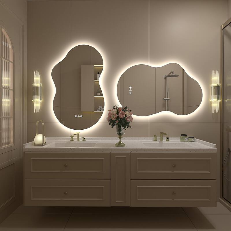 UL Certified Irregular LED Anti-fog Cloud-shaped Wall Bathroom Vanity Mirror
