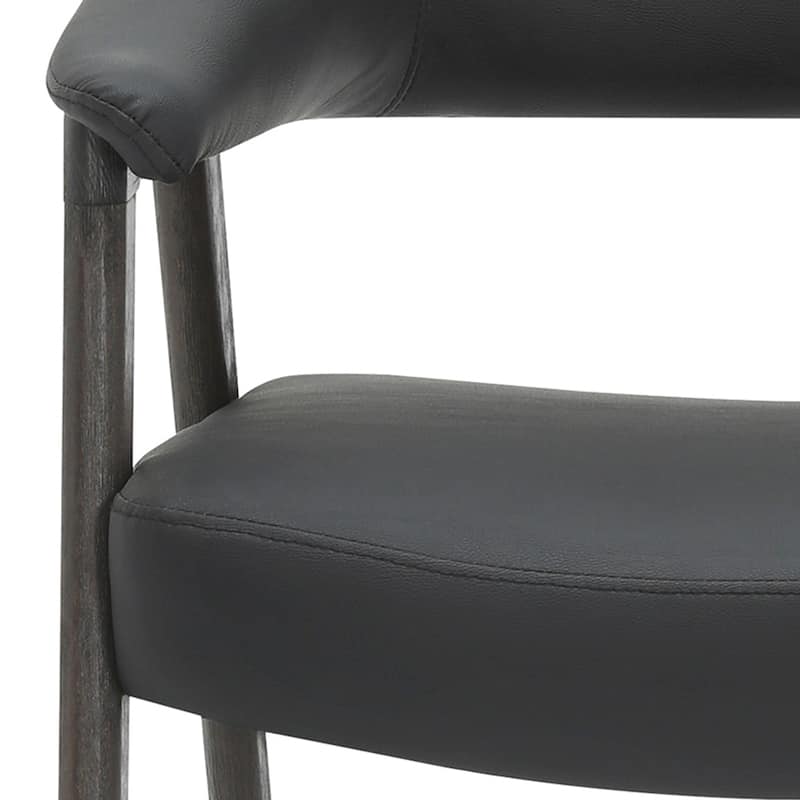 Modern Faux Leather and Solid Wood Accent Chair