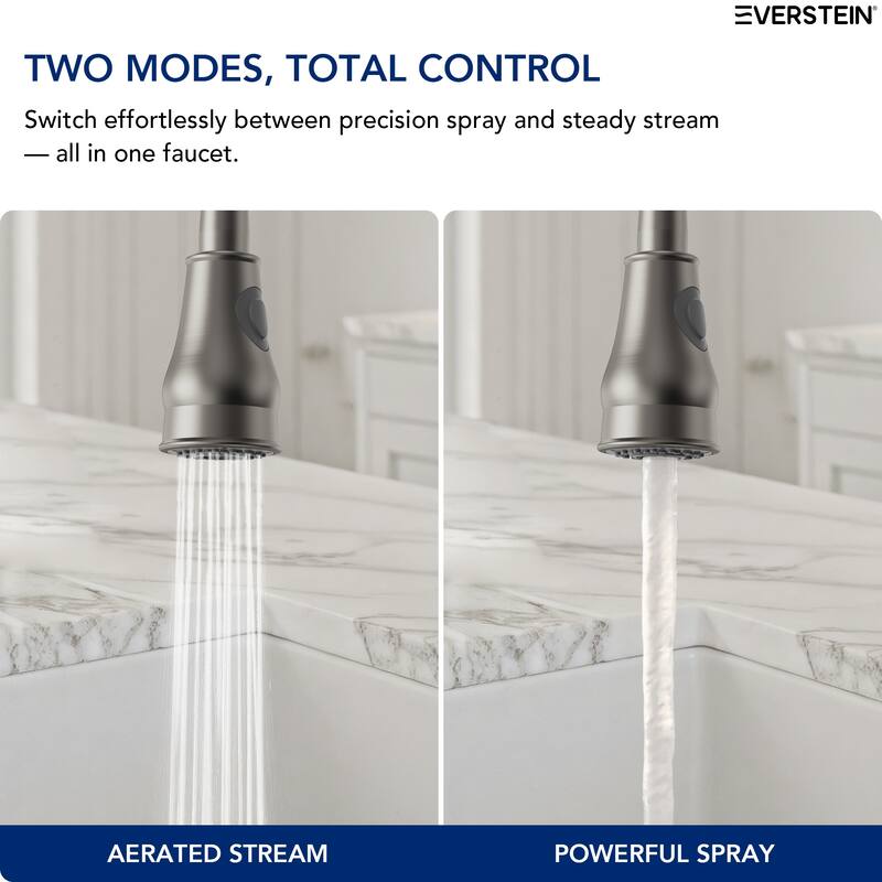 Single Handle Pull Down Sprayer Hot and Cold Kitchen Faucet 360° Spout Swivel with Deckplate