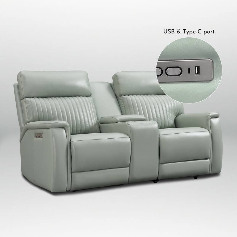 73'' Leather Zero Gravity Power Reclining Loveseat with Power Headrest and Power Lumbar,USB&USB-C Port