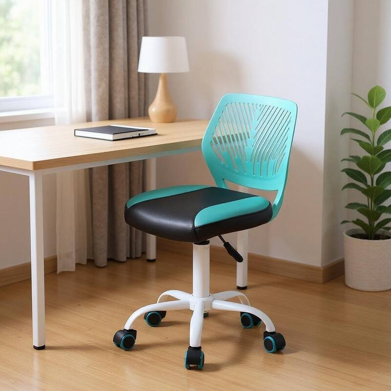 Blue Black and White Adjustable Height Swivel Rolling Office Chair - Blue/Black