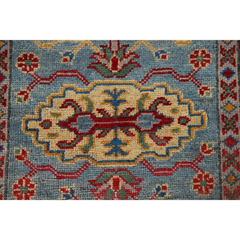 Geometric Kazak Oriental Runner Rug Hallway Handmade Wool Carpet - 2'8" x 9'4"