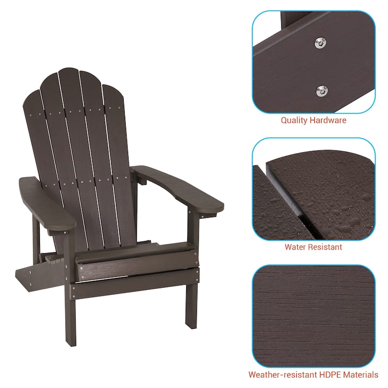 BONOSUKI Outdoor Adirondack Chair,HIPS Wooden-Like Finish Single Chair
