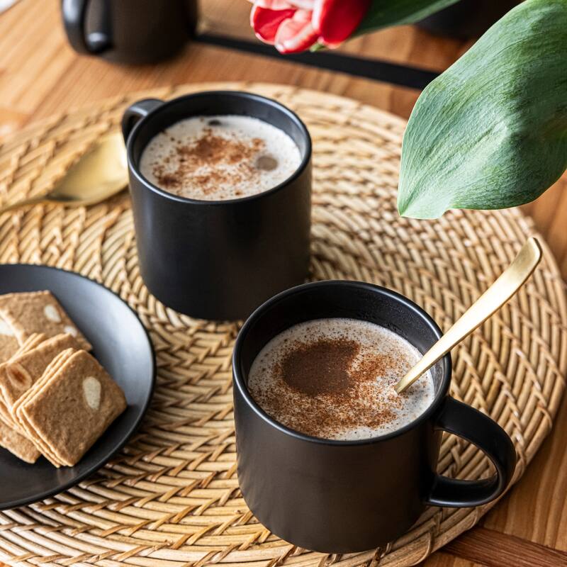 over&back Stackable 14oz Semi-Matte Stoneware Mugs, Set of 4