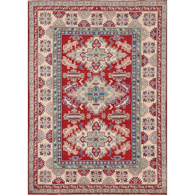 Traditional Kazak Rug Handmade Red Wool Carpet - 5'1" x 6'9"