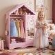 preview thumbnail 4 of 18, Gymax Kids Dress Up Storage w/ Mirror Roofed Wardrobe Closet w/ Open