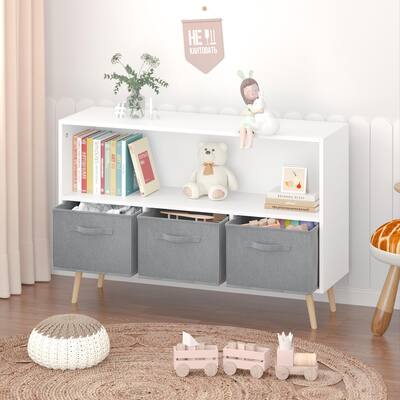 Kids bookcase with Collapsible Fabric Drawers