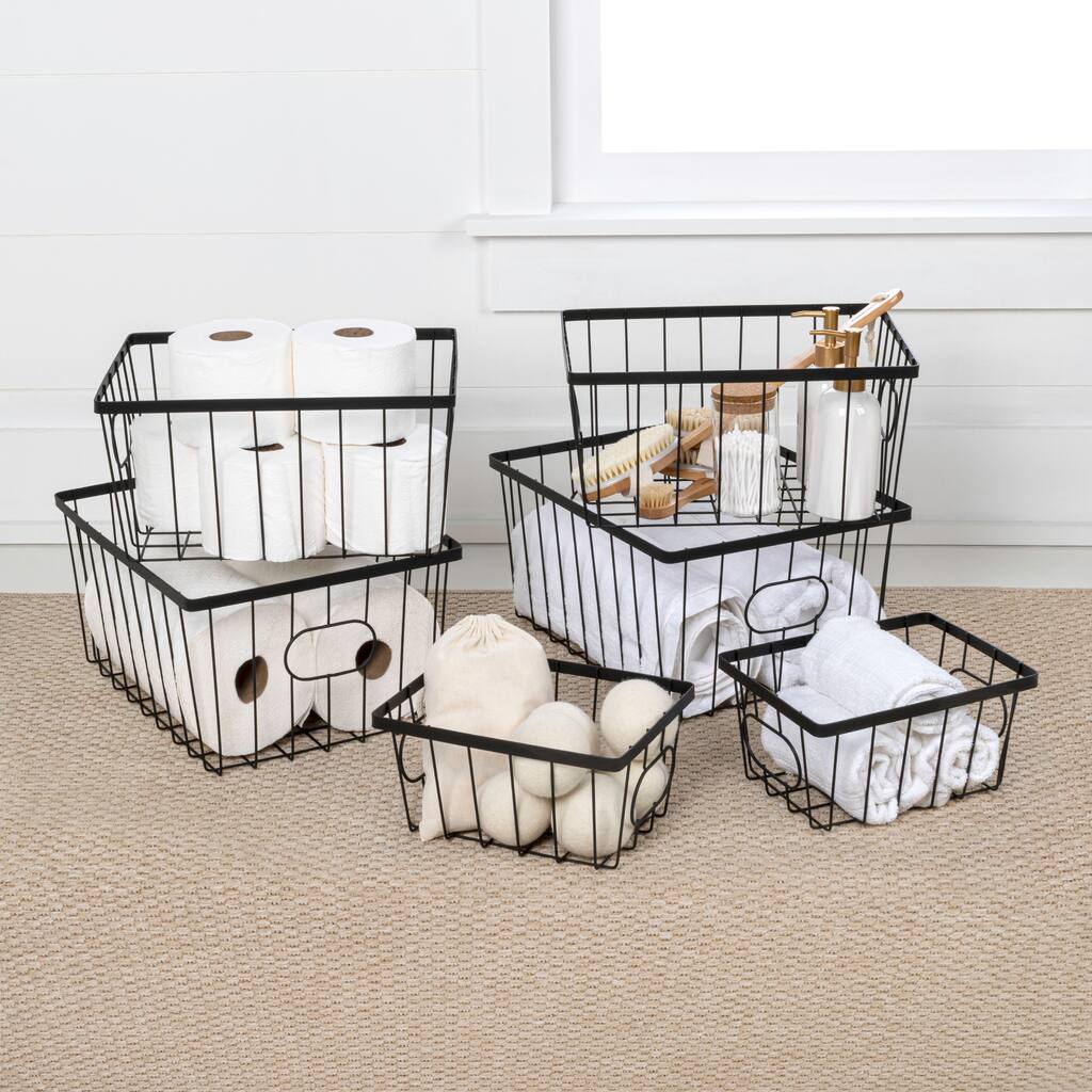 Happimess Sutton Set of 6 Handmade Wire Nesting Storage Baskets - On ...