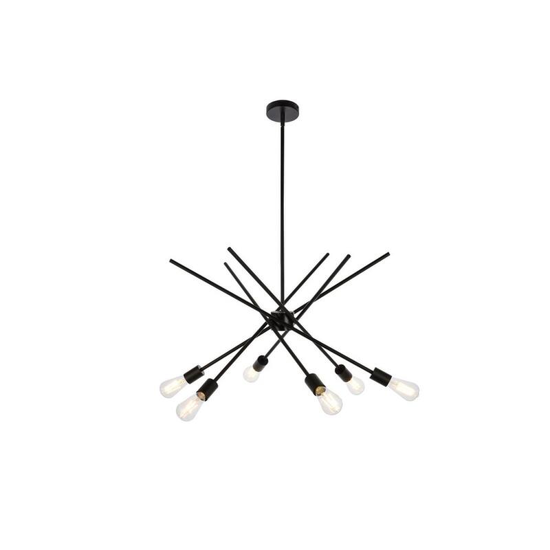 Axel 6 Light Pendant in black - 32 Inch - Brass and Black