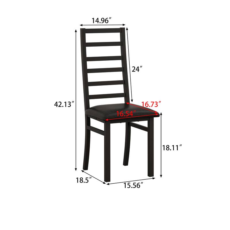 Metal Dining Chairs Set of 2 w/ Steel Legs & PU Leather Seats High Back Armless Dining Chairs for Kitchen Living Room - Black