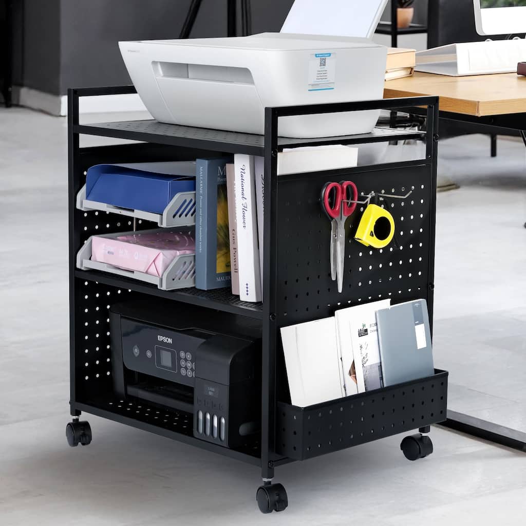 3-Tier Metal-Wheeled Office Equipment Printer Cart
