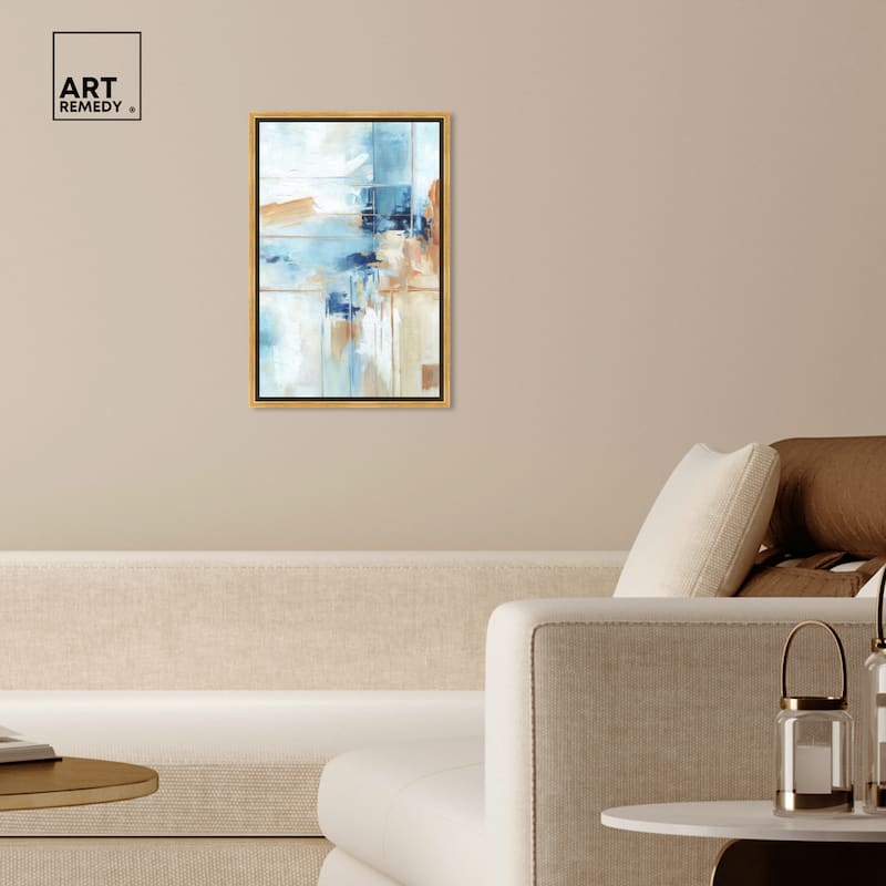 Art Remedy House Of Lines I Framed Blue Abstract 1 Piece Canvas Wall Art