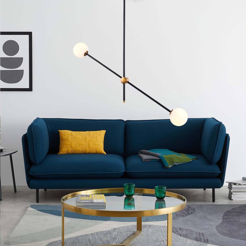 2 - Light Modern Metal Sputnik Pendant with Hand-blown Globe Glass