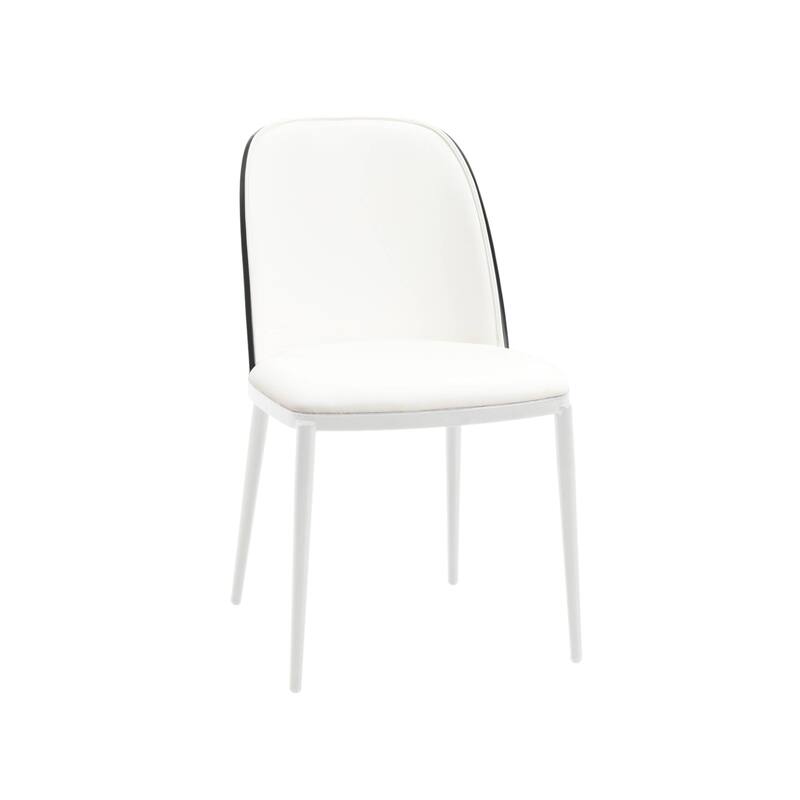 LeisureMod Tule Dining Chair with Upholstered Seat and White Steel Frame - Black/White