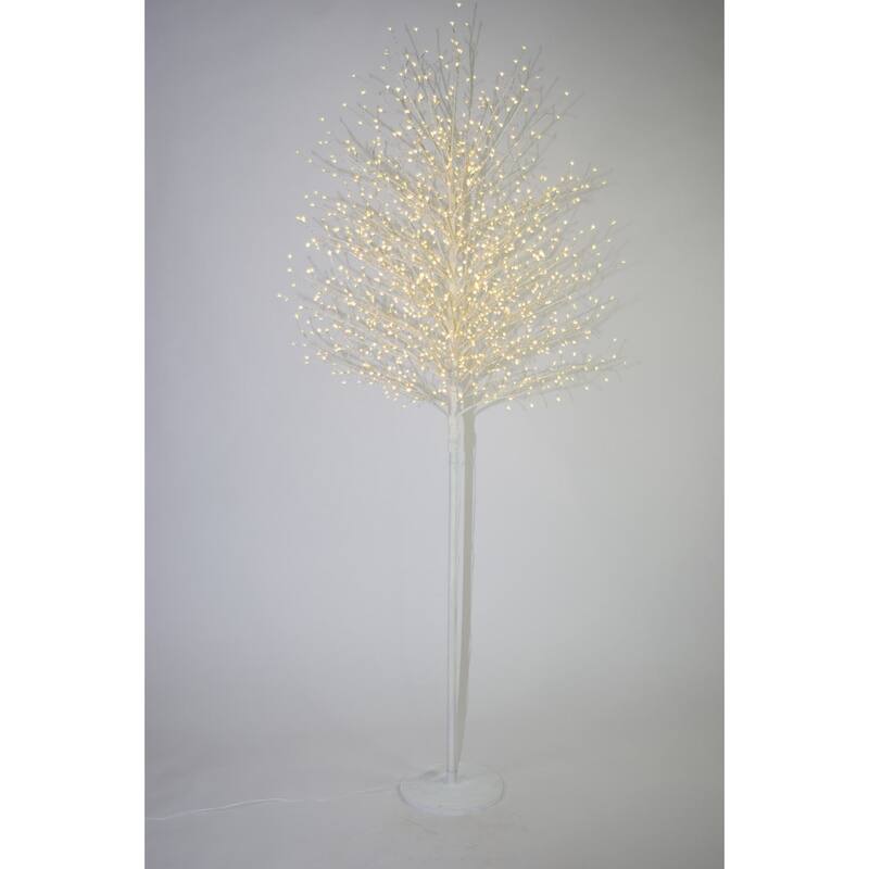 6.75' Pre-Lit Micro Dot White Artificial Tree, LED Warm White Lights