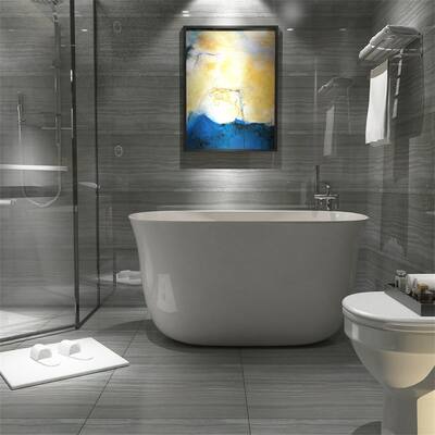 White Acrylic 47 Inch Freestanding Flatbottom Soaking Tub Bathtub