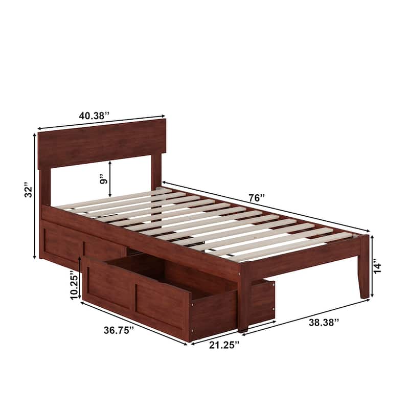 AFI Boston Platform Bed with Storage Drawers