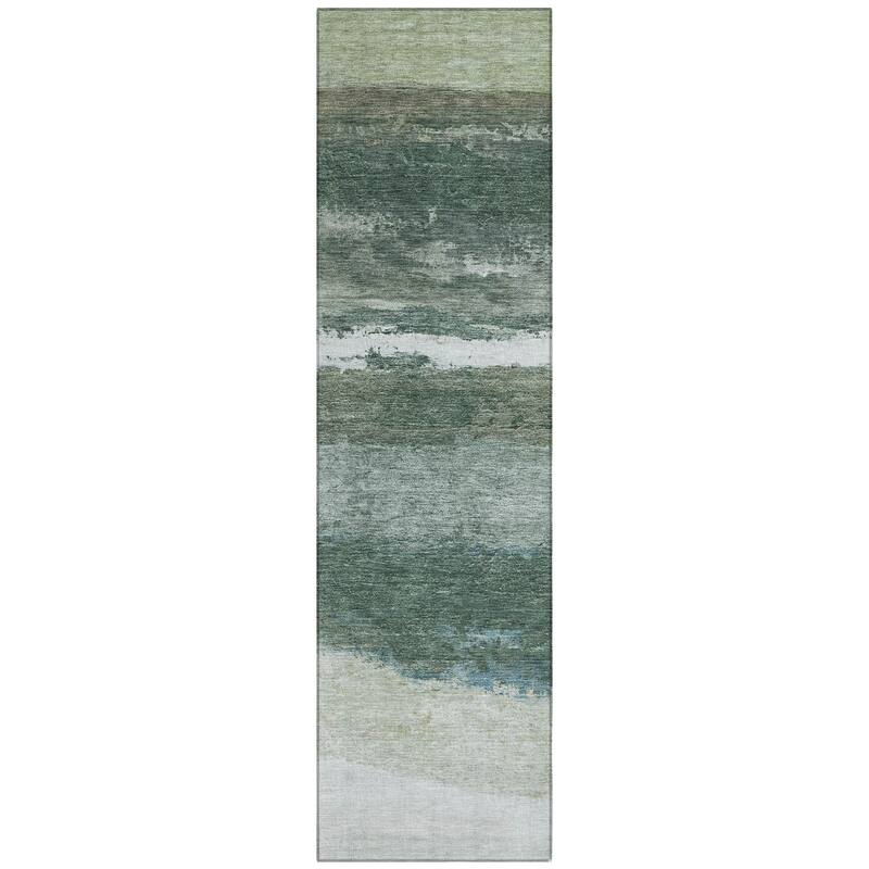 Machine Washable Indoor/Outdoor Watercolor Ombre Chantille Rug