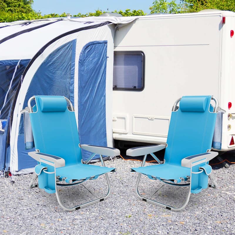 1/2 PCS Beach Chair Foldable Backpack Chair Aluminum Lay Flat Chair