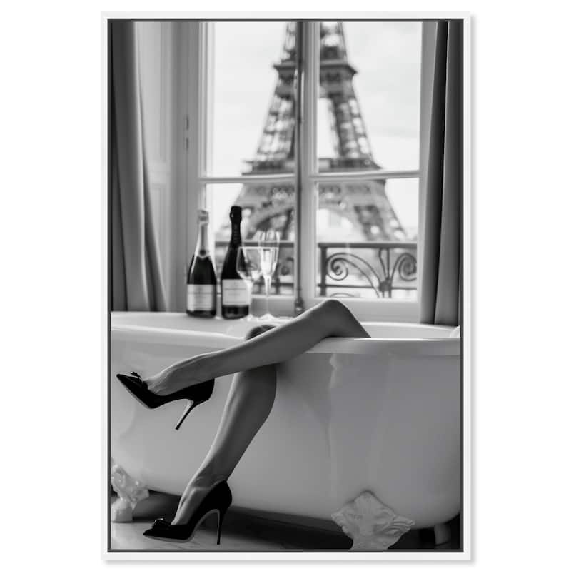 Bathtub Sit Back Glam Canvas by Art Remedy - White - 10" x 15"