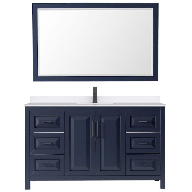 Daria 60-inch Single Vanity, Single Hole Quartz Top, 58-inch Mirror