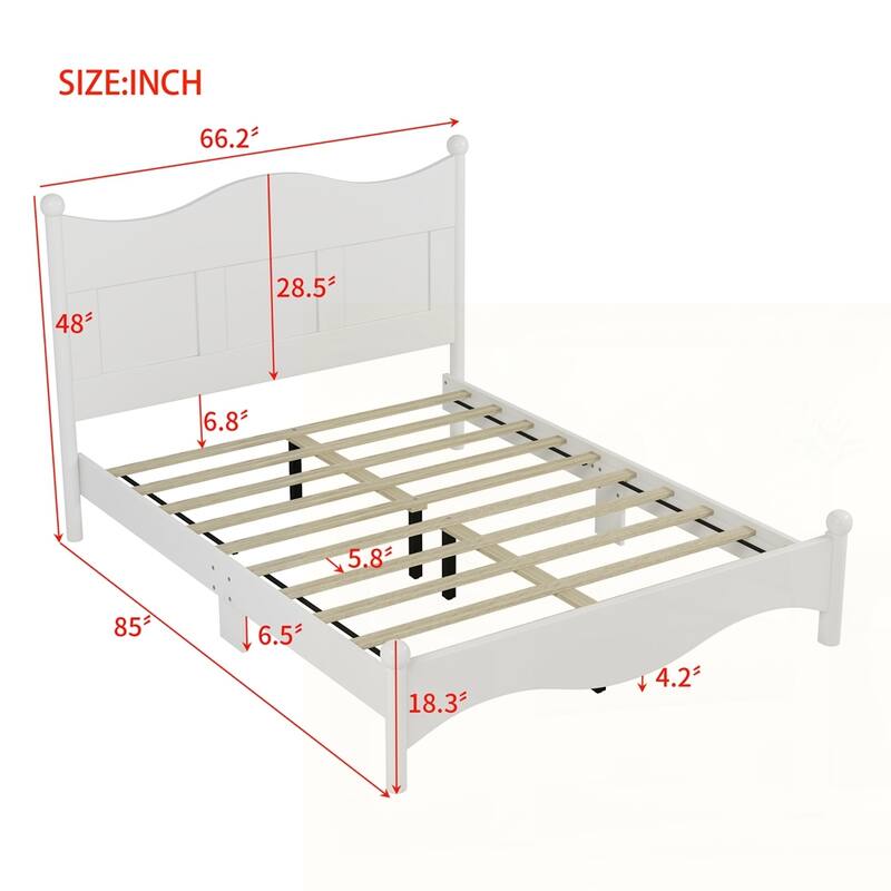 Wood Platform Bed Frame with Wooden Slat Support