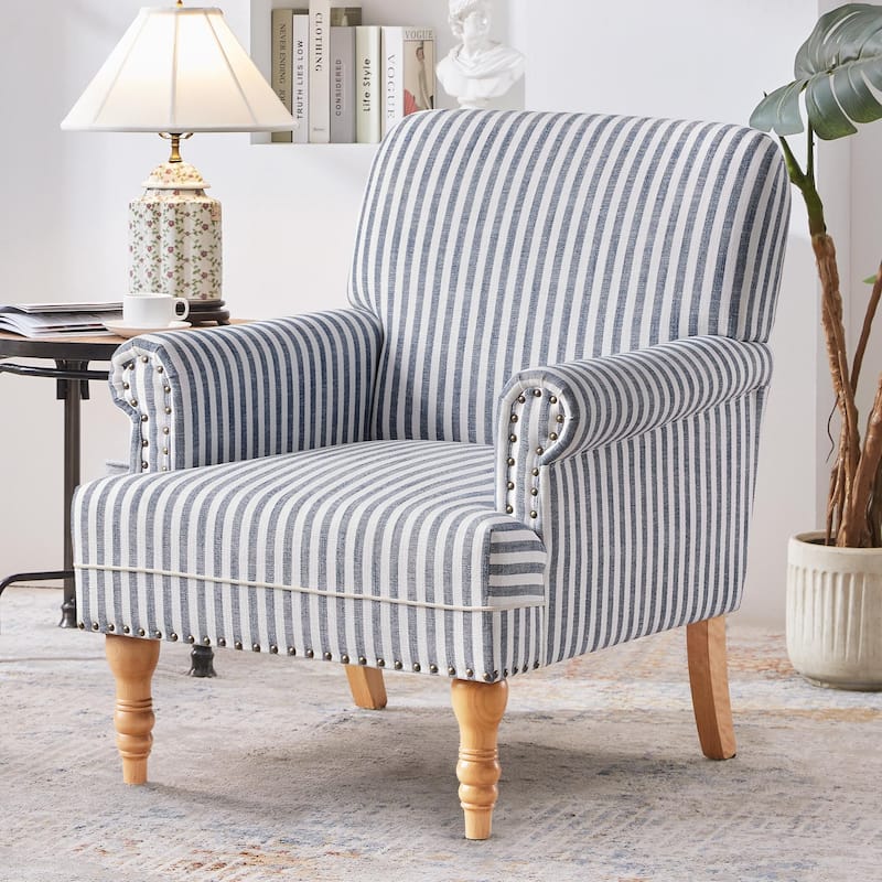 Upholstered Accent Sofa Linen Club Chair with Legs for Living Room