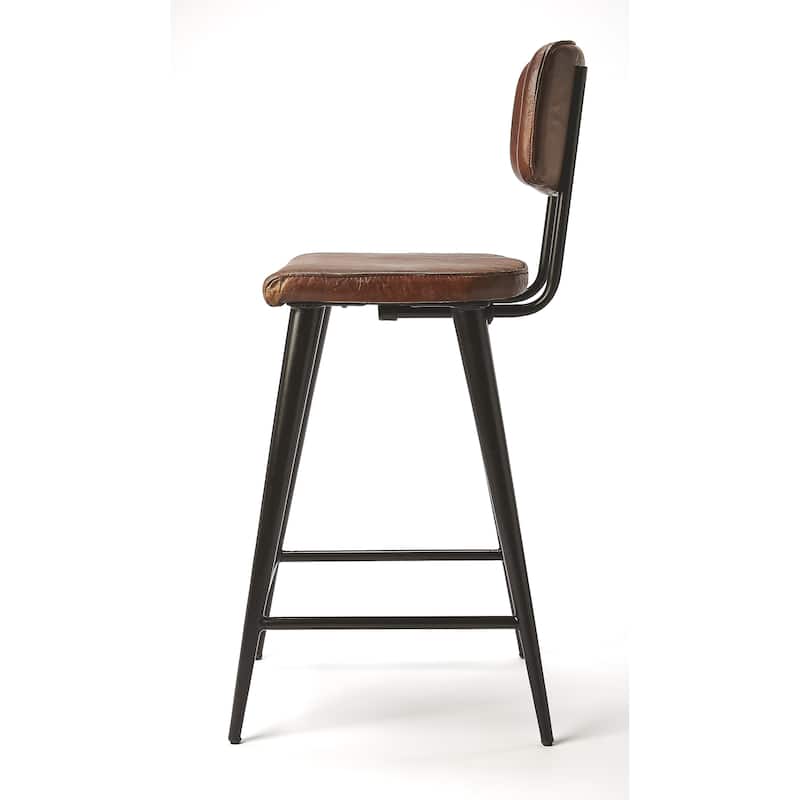 Saddle Genuine Leather Rectangular 26" Counter Stool