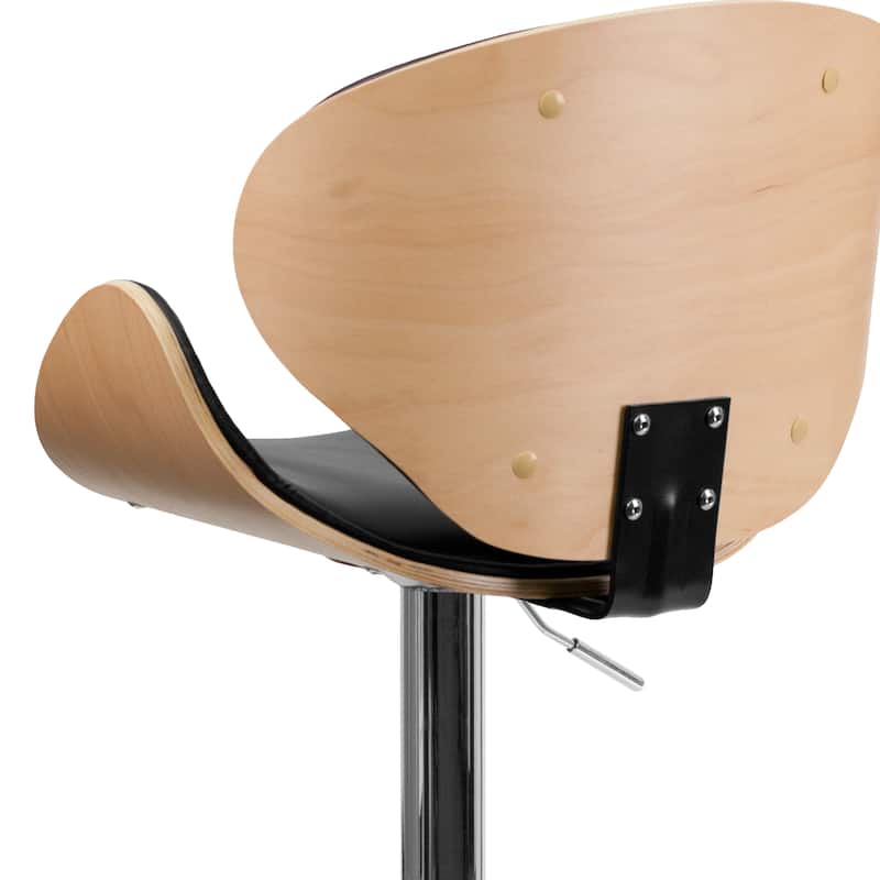Bentwood Adjustable Height Barstool with Curved Back and Vinyl Seat - 21"W x 20"D x 37" - 45.5"H - 21"W x 20"D x 37" - 45.5"H