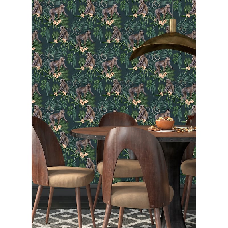 Morris Dark Blue Tropical Jungle Wallpaper