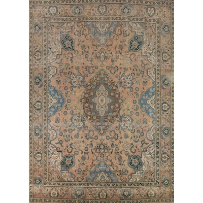 Floral Tabriz Persian Area Rug Hand-Knotted Wool Carpet - 9'6" x 12'8"