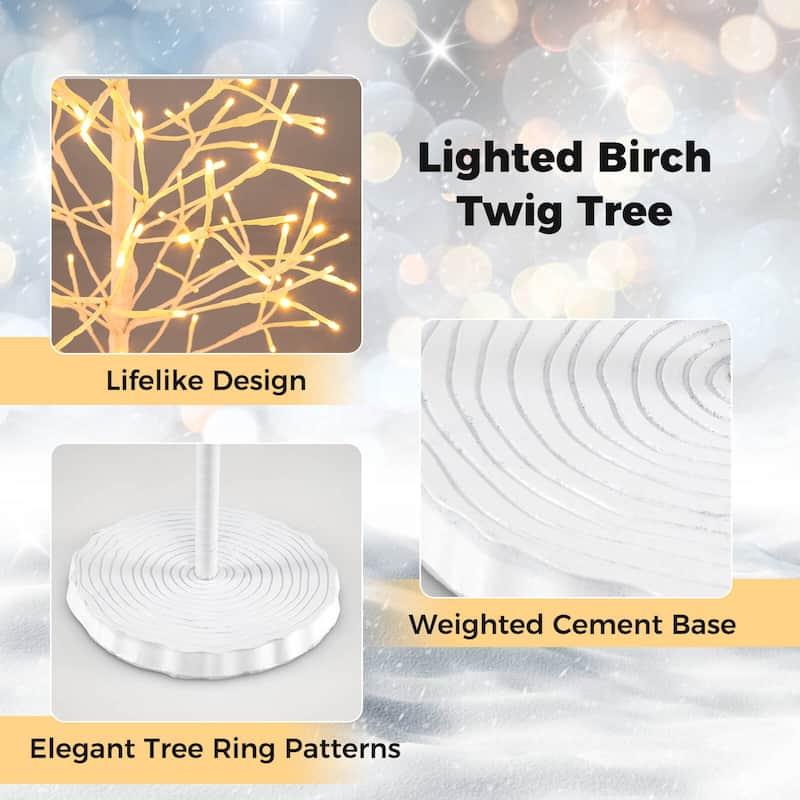 Costway 6 FT Lighted Birch Tree with 320 White Light LED Lights - See Details