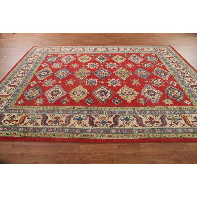 Geometric Kazak Area Rug Wool Carpet - 8'0" x 10'4"