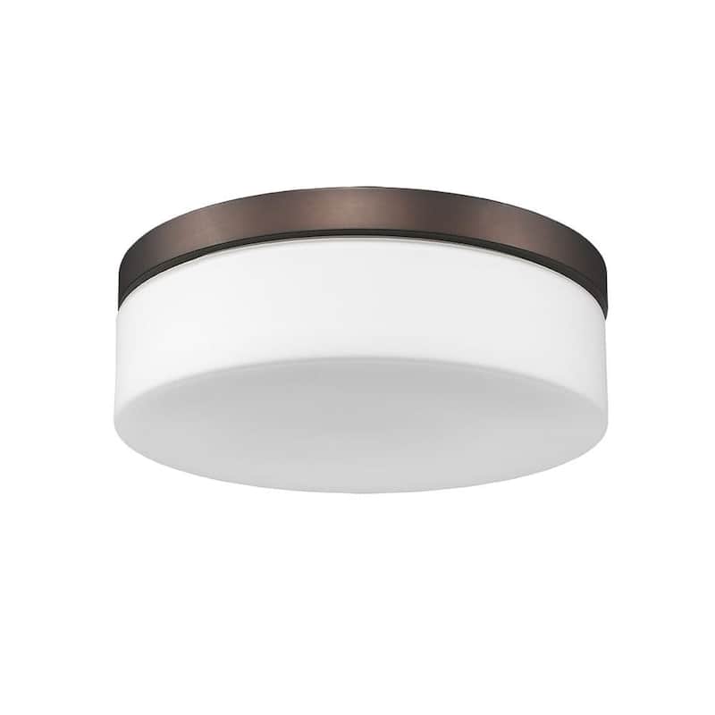 2 Light Modern Flushmount Oiled Bronze 11.5in.Ceiling Light