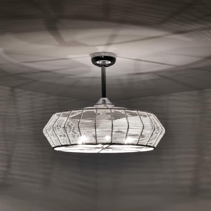 Akasha 28 Inch Rattan Rope Fandelier 6 Light with Remote (Color Optional)
