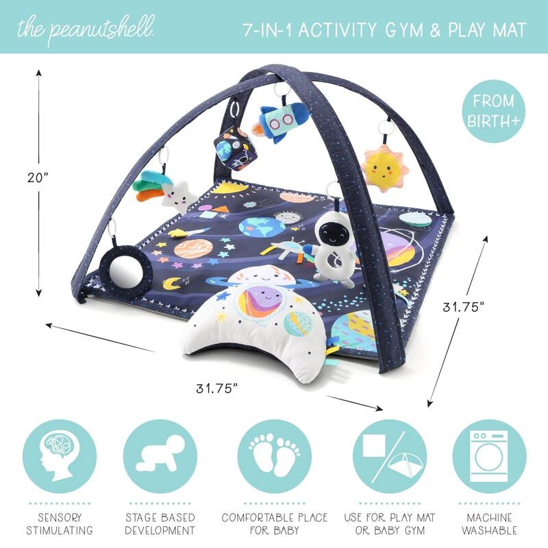 The Peanutshell Space 7-in-1 Activity Play Gym & Play Mat for Baby - Purple