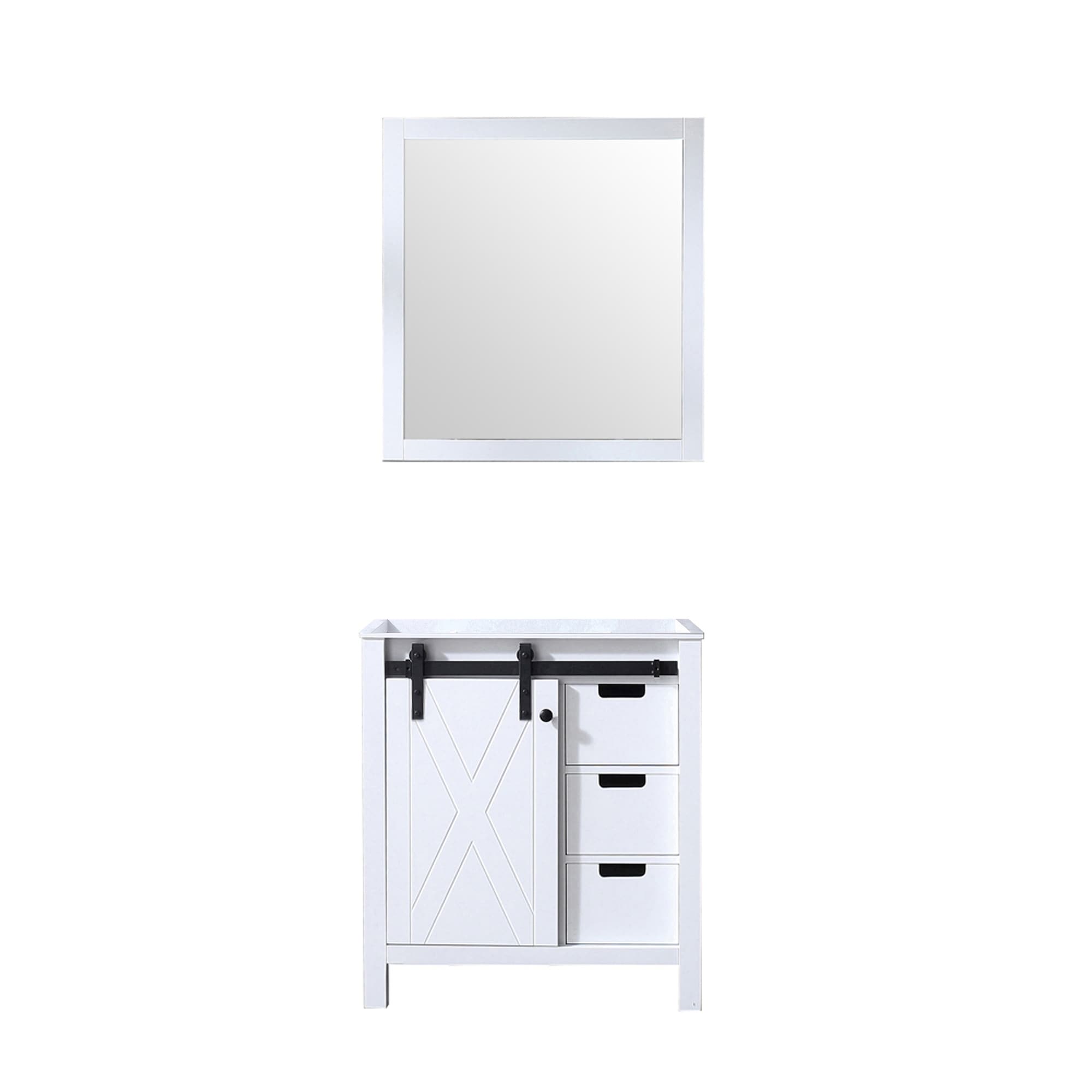 White Bath Vanity 30 in. W x 22 in. D, with 28 in. Mirror