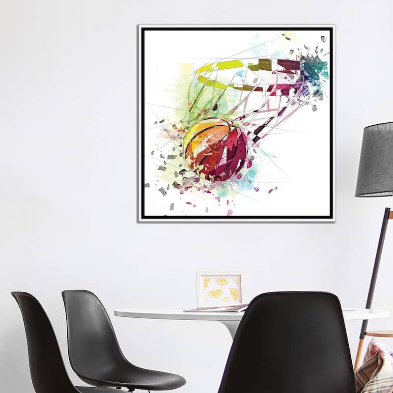 iCanvas "Basketball And Net" by Katia Skye Framed Canvas Print